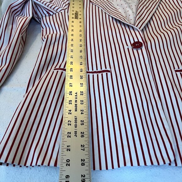 Chadwicks of Boston Blazer Cotton Red Stripe Preppy Christmas Ms Claus Career 18 - Picture 11 of 11